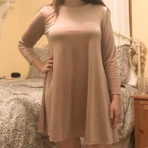 PETITE Pink Velvet Dress